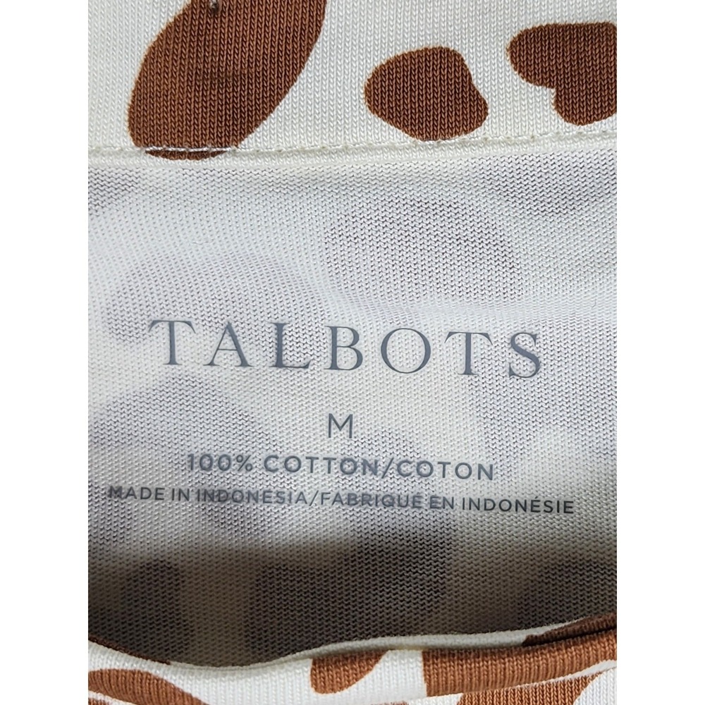 Talbots NWT Women M Leopard Print Cotton Knit Top Brown Ivory Casual Chic Safari - Picture 4 of 6